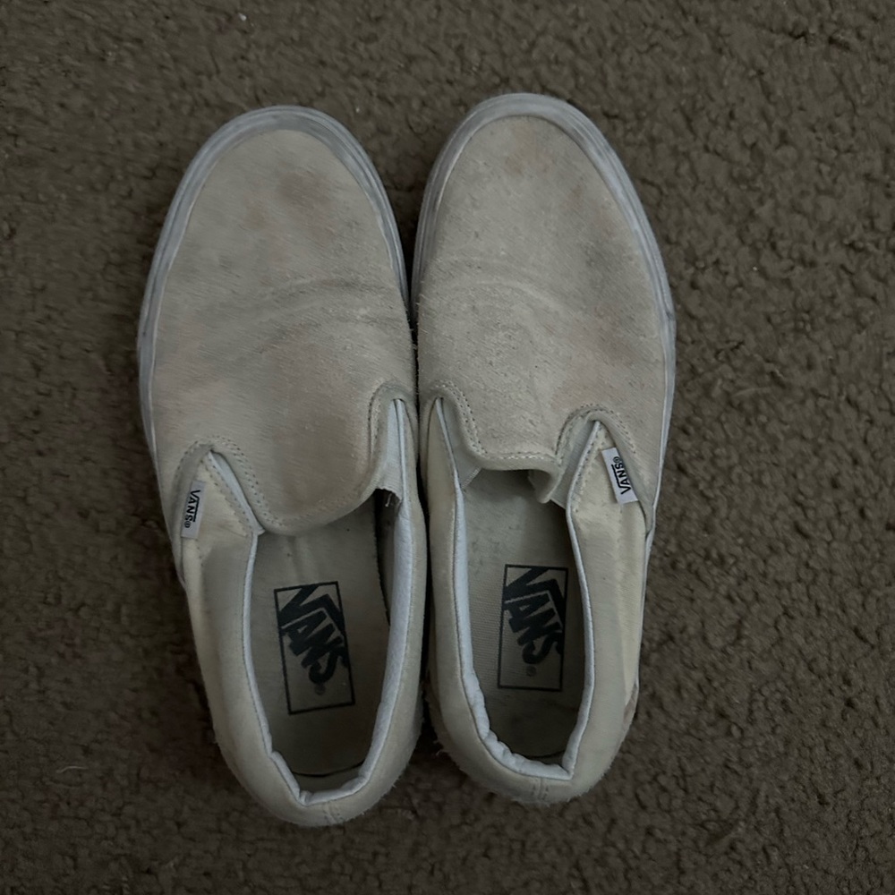 Pastel yellow slip on vans
